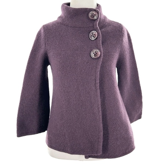 Fenn Wright Manson cardigan sweater M 70% lambswool 20% angora purple lagenlook - Picture 1 of 12